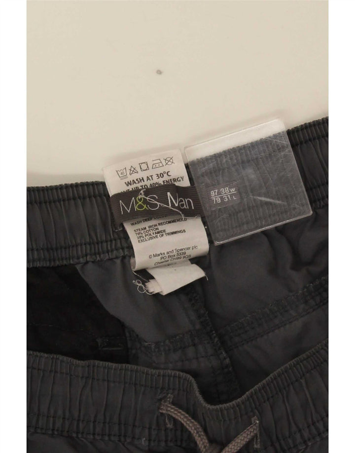 Marks & Spencer Mens Straight Trousers W38 L31 Grey Cotton
