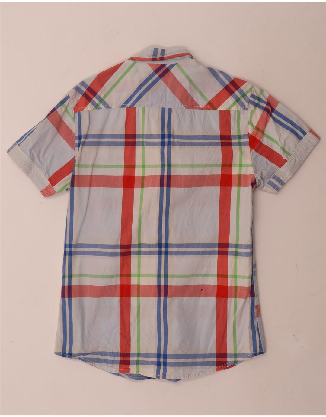 Jack & Jones Mens Short Sleeve Shirt Medium Blue Check