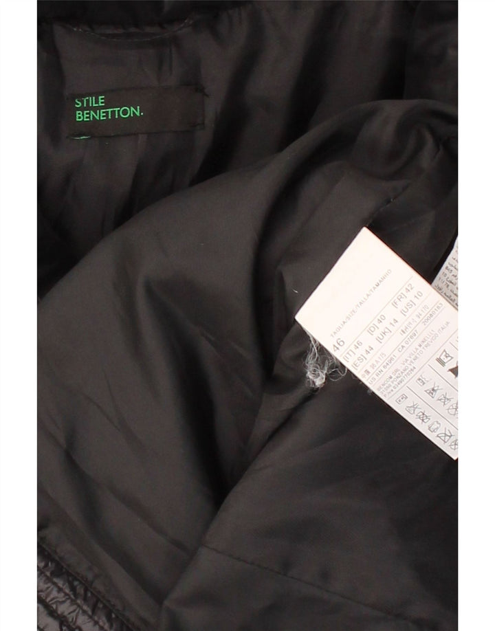 BENETTON Womens Padded Jacket UK 14 Medium  Black Polyamide Vintage Benetton and Second-Hand Benetton from Messina Hembry 