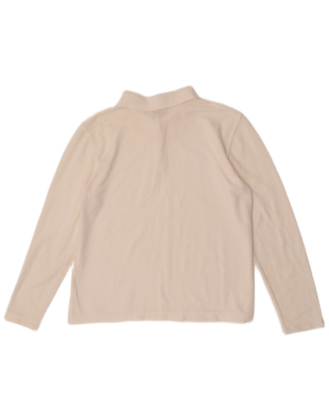 L.L.Bean Womens Long Sleeve Polo Shirt UK 14 Medium White