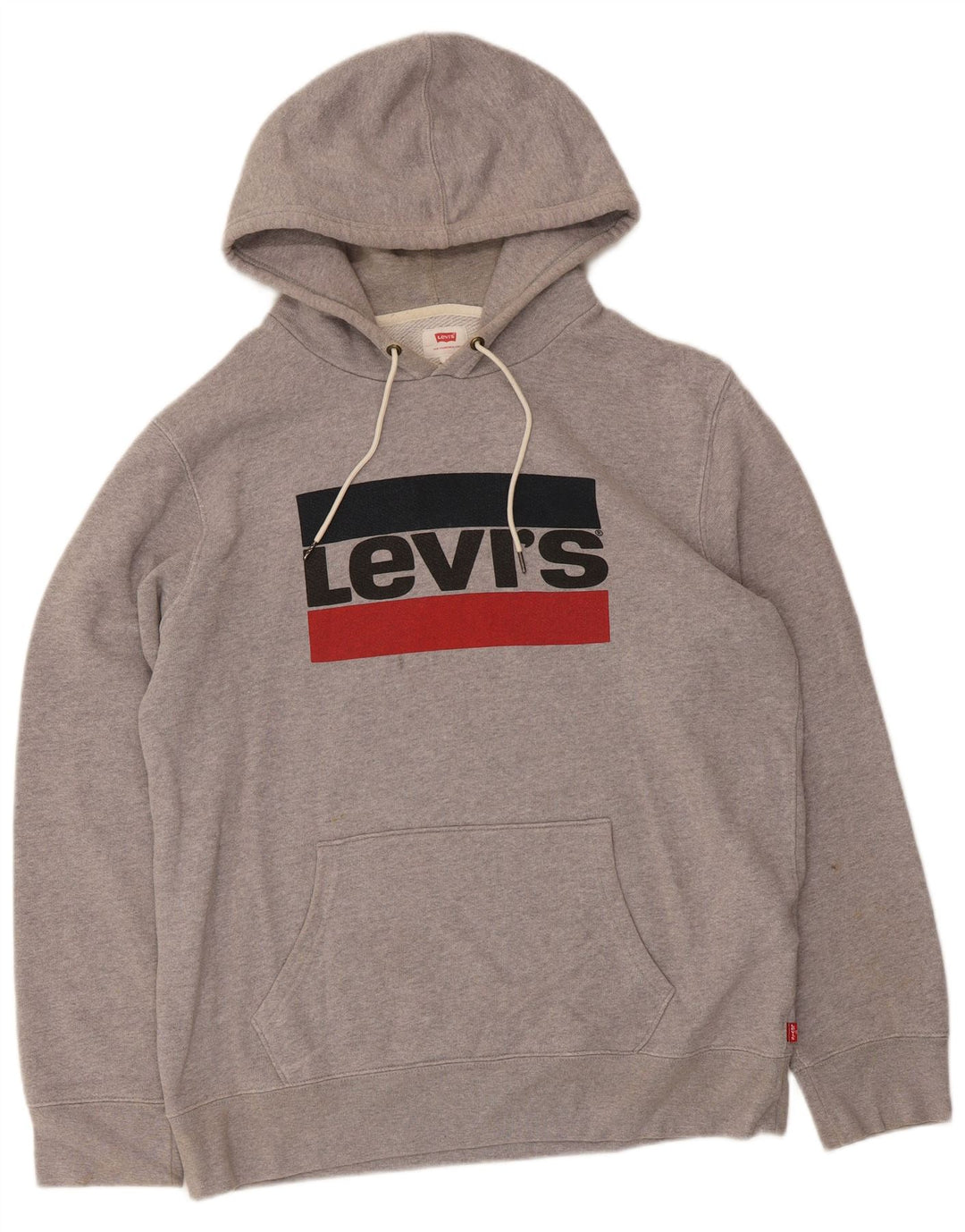 Levi's Mens Graphic Hoodie Jumper Large Grey Cotton