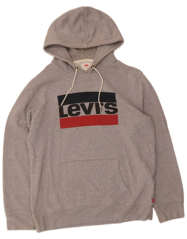 Maglione con cappuccio grafico da uomo Levi's Large in cotone grigio