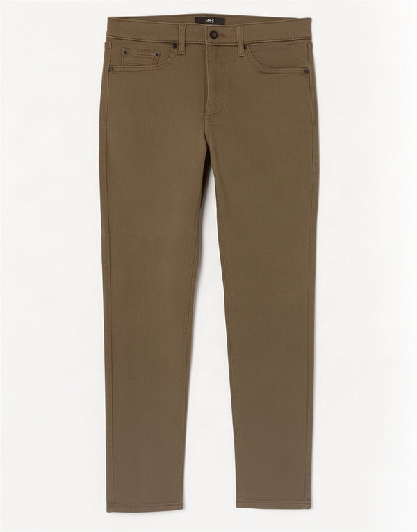 Marks & Spencer Mens Slim Jeans W30 L29 Khaki Cotton