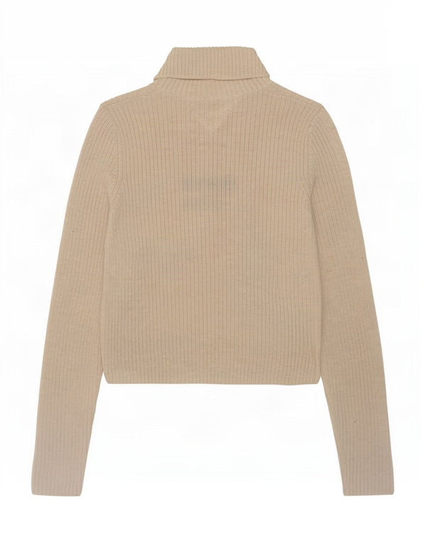 Tommy Hilfiger Womens Graphic Roll Neck Jumper Sweater UK 14 Large White