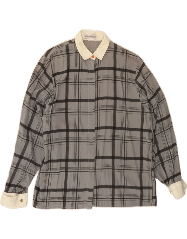 VINTAGE Womens Formal Shirt IT 46 Large Grey Check Cotton Vintage Vintage and Second-Hand Vintage from Messina Hembry 