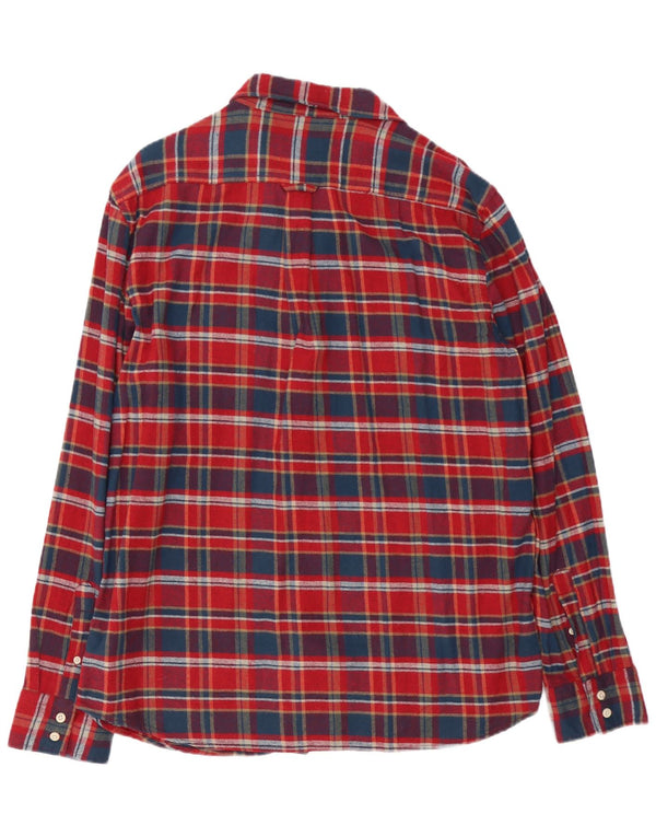 Brugi Chemise en flanelle pour homme en coton à carreaux rouges