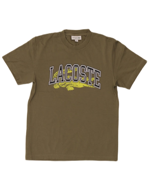 Ανδρικό γραφικό μπλουζάκι Lacoste Classic Fit Top size 2 XS Χακί βαμβακερό