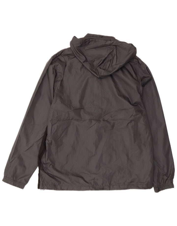 REEBOK Mens Hooded Rain Jacket UK 38 Medium Grey Colourblock Polyester