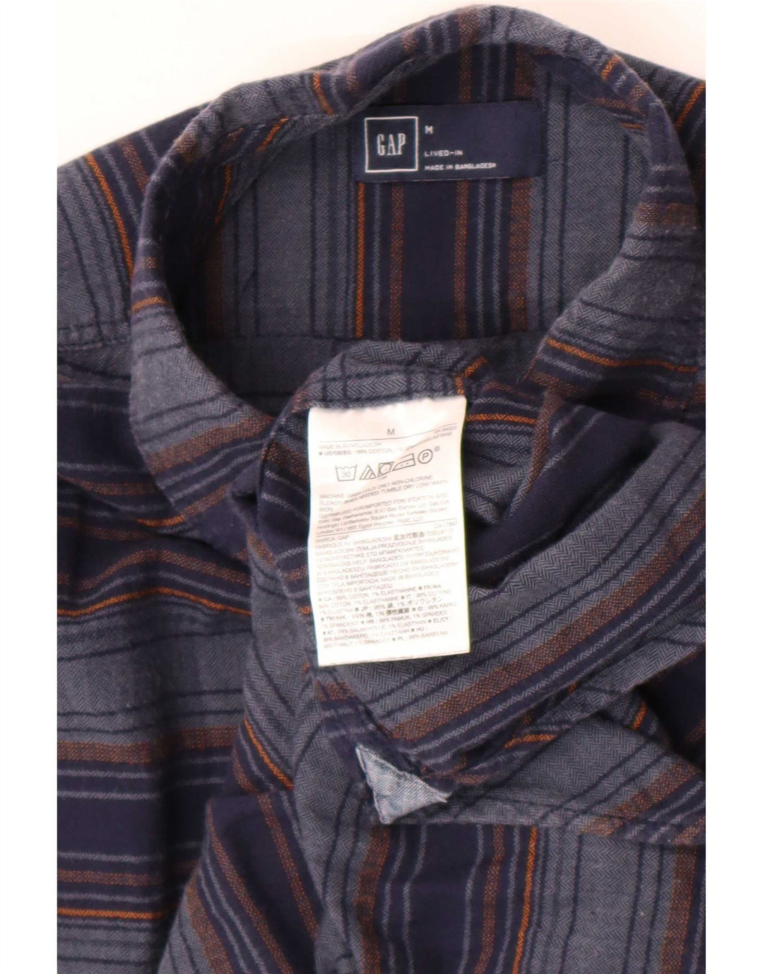 Gap Chemise Flanelle Homme Bleu Marine Moyen Rayé Coton