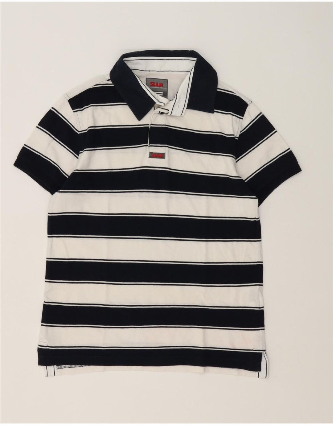 Slam Polo Homme Petit Blanc Rayé Coton