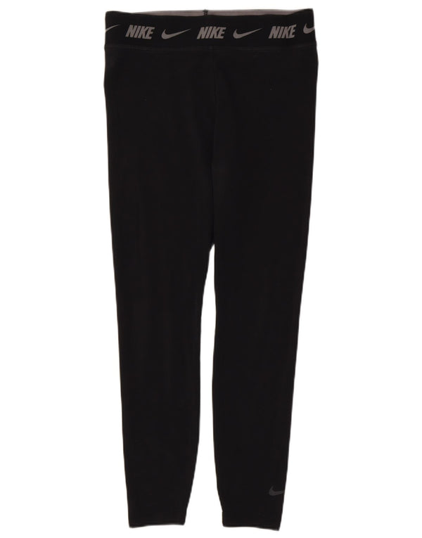 Nike Damen Tight Fit Graphic Leggings UK 14 Große schwarze Baumwolle