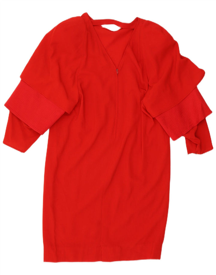 Fendi Dame Langærmet Skift Kjole UK 18 XL Rød Uld