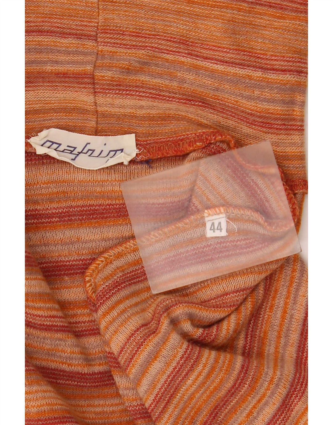 Vintage Dame Roll Neck Jumper Sweater IT 44 Medium Orange Stribet