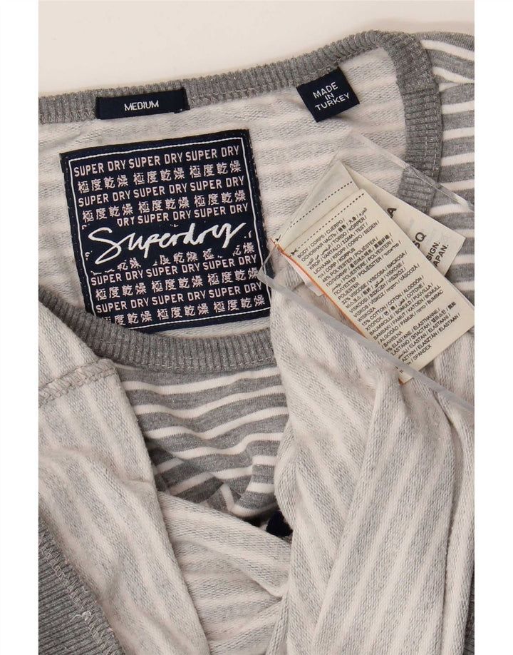 Superdry Graphic Sweatshirt Jumper UK 14 Medium Grå Stribet