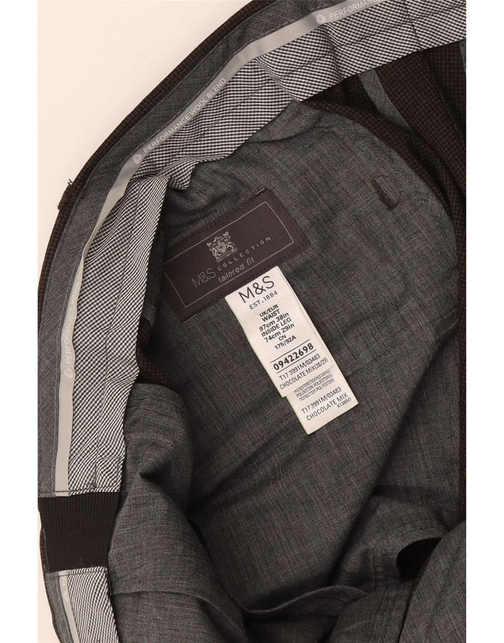 Marks & Spencer Mens Tailored Fit Slim Suit Trousers W38 L29 Brown