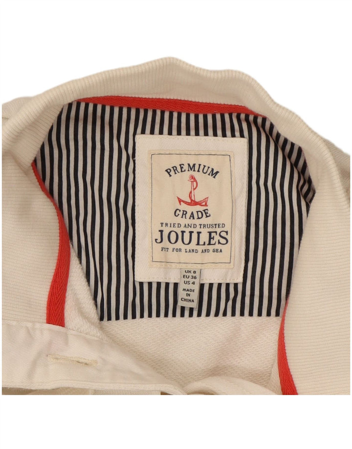 JOULES Womens Button Neck Sweatshirt Jumper UK 8 Small  White Striped