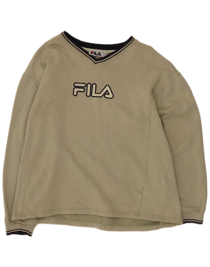 Fila Mens Graphic Regular Fit Sweatshirt Jumper XL Khaki Cotton