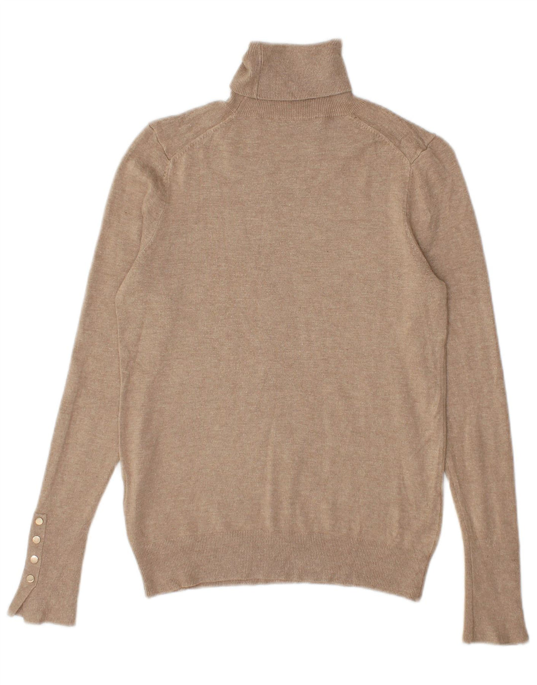 Zara Womens Roll Neck Jumper Sweater UK 12 Medium Beige Viscose