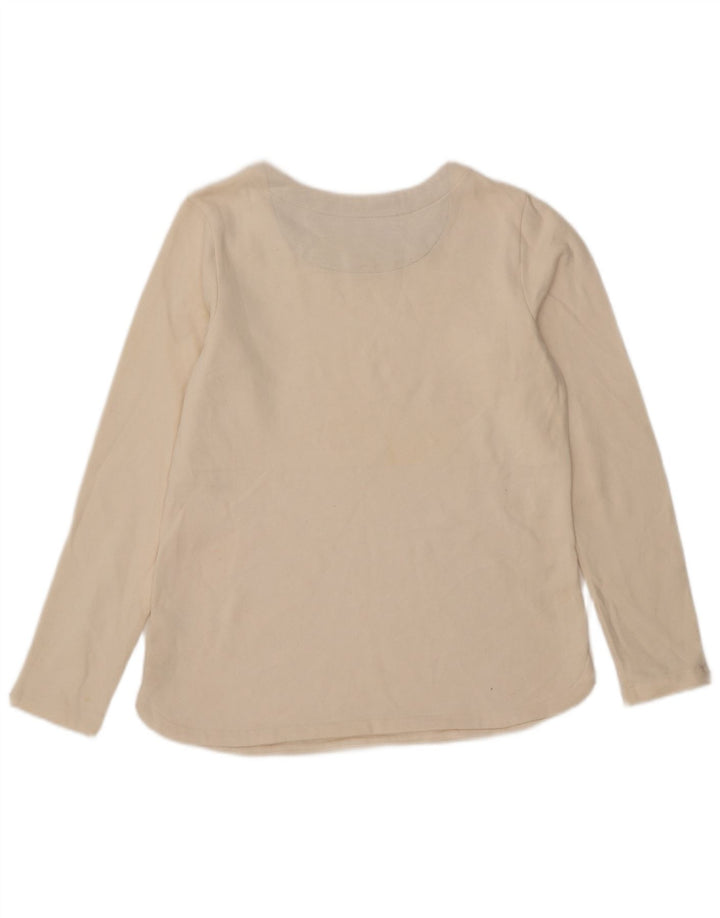 Izod Womens Top Long Sleeve UK 10 Small White Cotton