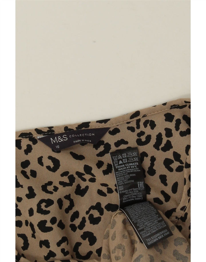 MARKS & SPENCER Womens Blouse Top UK 16 Large Brown Animal Print