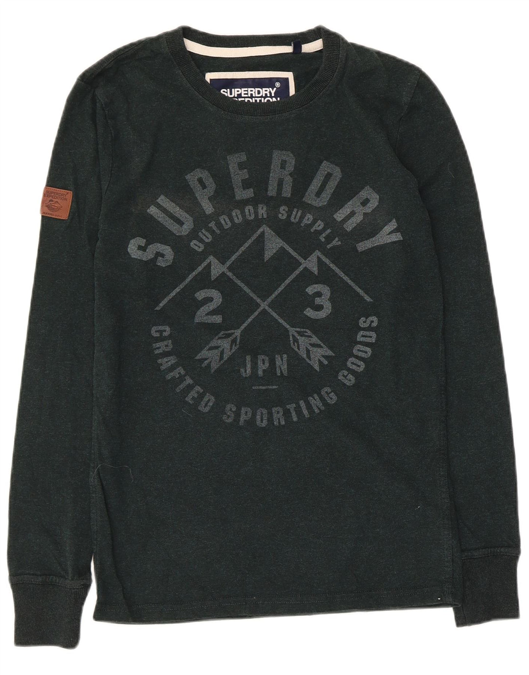 Superdry Mens Graphic Top Long Sleeve Small Green Cotton