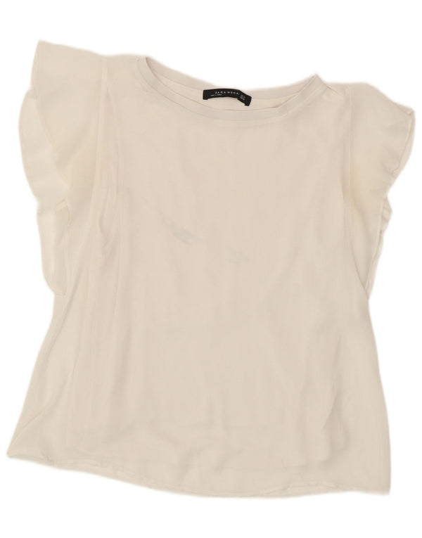 Zara Womens Blouse Top UK 12 Medium White Polyester