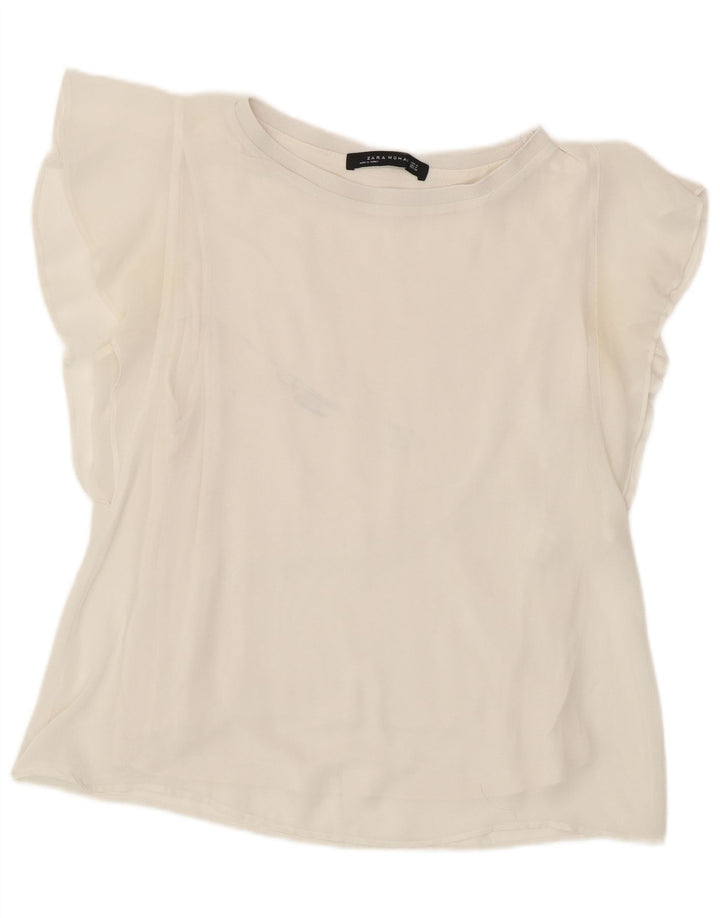 Zara Womens Blouse Top UK 12 Medium White Polyester