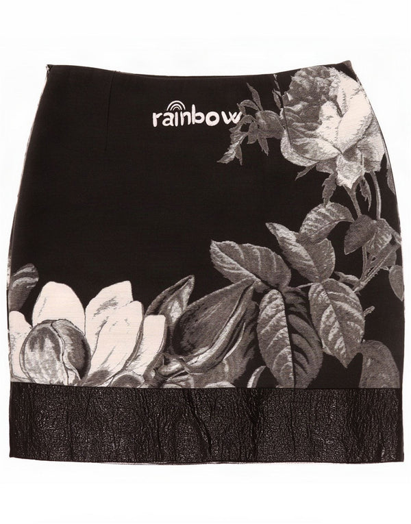 Desigual Damen Grafik-Minirock EU 40 Medium W32 Schwarz geblümtes Polyester