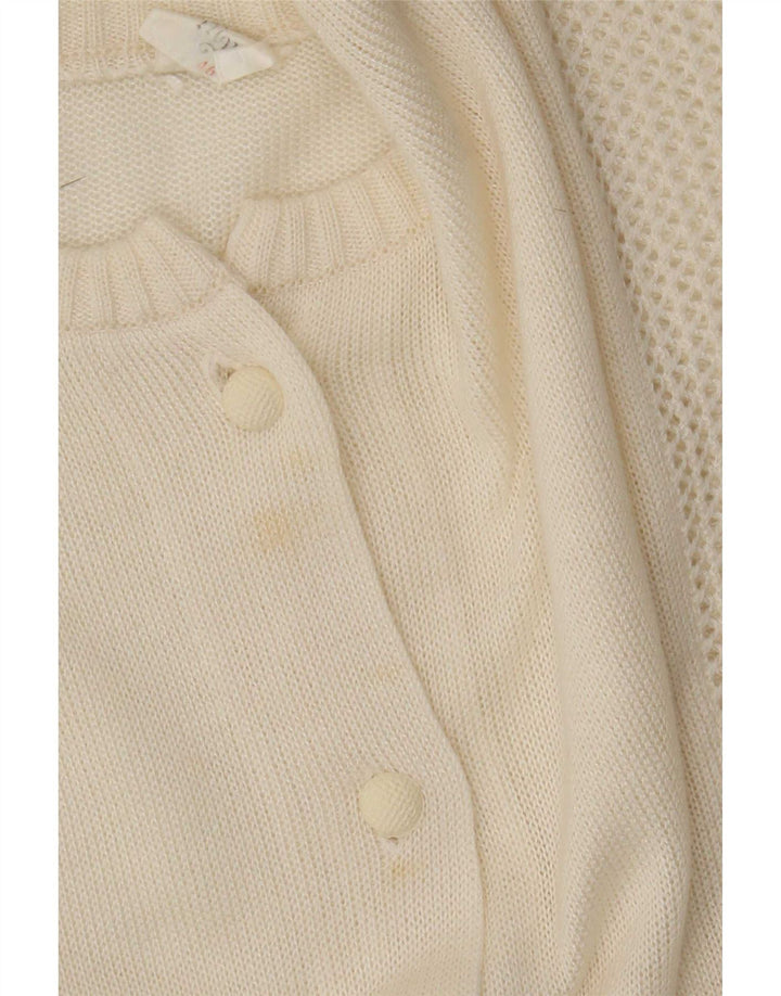 Vintage Womens Cardigan Sweater IT 46 Large Off White Polyacrylic