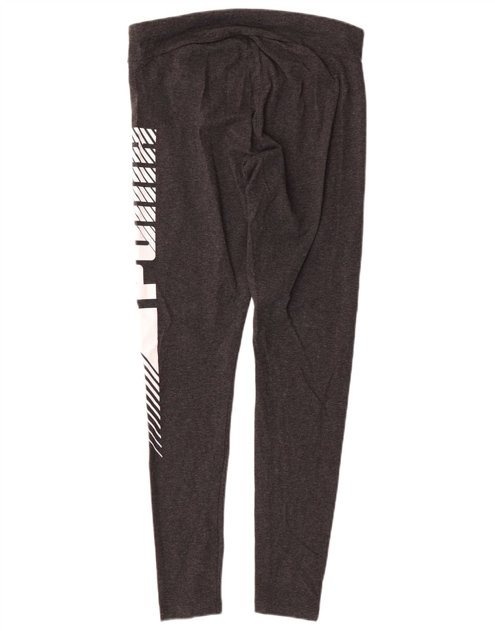 PUMA Womens Graphic Leggings UK 14 Medium  Grey Cotton