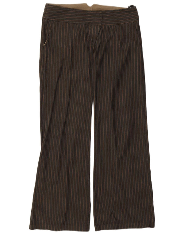 Damskie spodnie chino z szeroką nogawką Topshop UK 14 duże W34 L32 brązowe paski