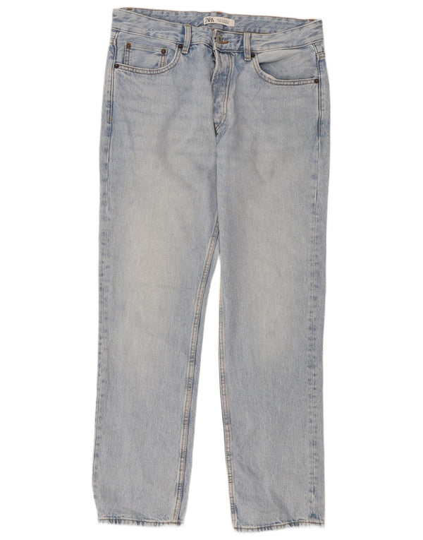 Zara Jean droit pour homme EU 42 Large W32 L32 Bleu Coton