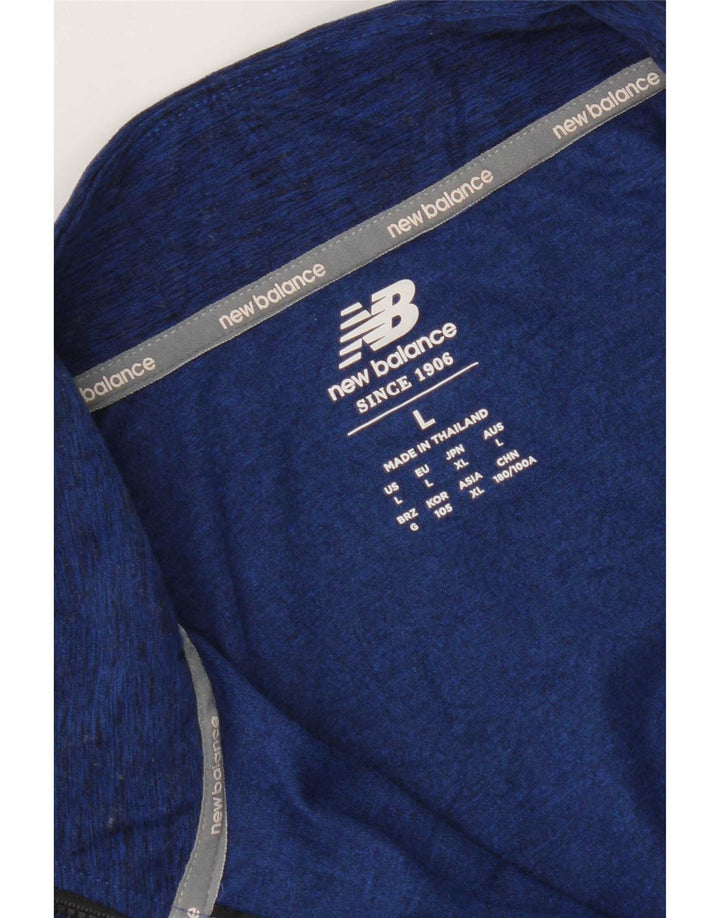 New Balance Herre Zip Neck Pullover Træningsdragt Top Large Blue Flecked