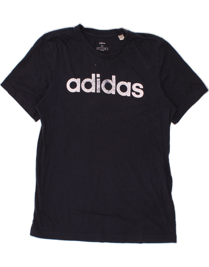 ADIDAS Mens Graphic T-Shirt Top Medium Navy Blue Cotton Vintage Adidas and Second-Hand Adidas from Messina Hembry 
