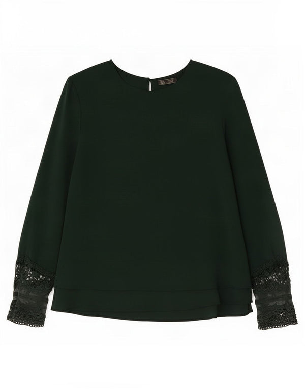 Top Zara Trafaluc a maniche lunghe da donna UK 10 Small Verde