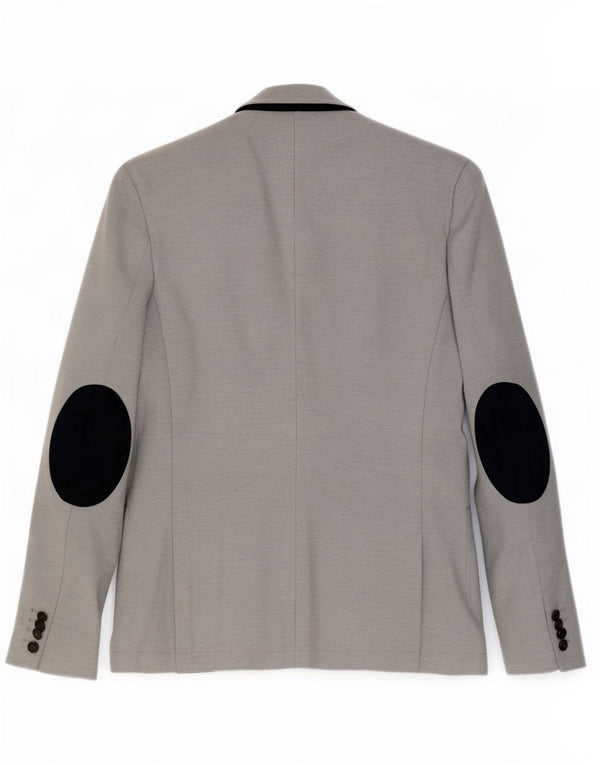 Jaqueta blazer masculina Zara com 2 botões EU 52 grande cinza colorblock poliéster