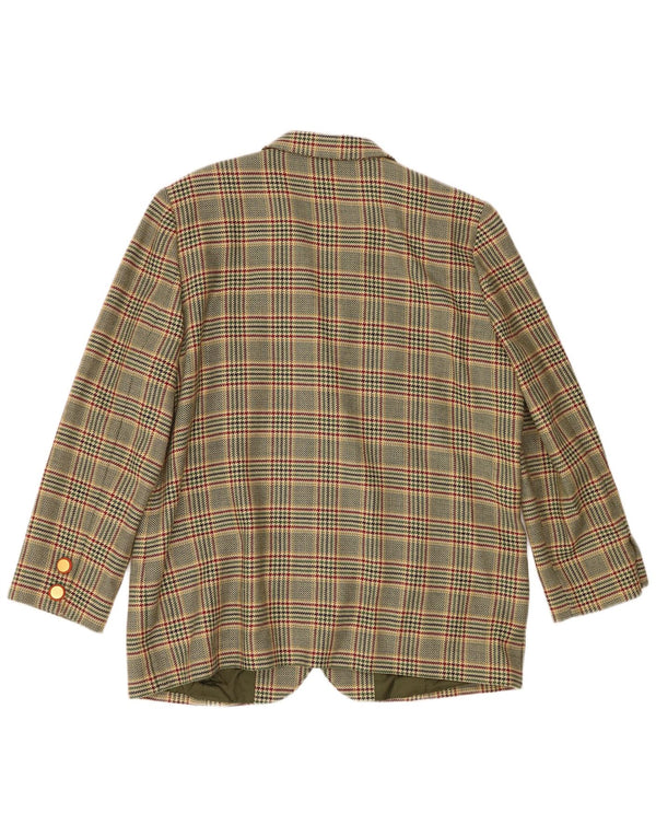 Donna Piu Veste blazer à 3 boutons pour femme UK 20 2XL Vert pied-de-poule en laine
