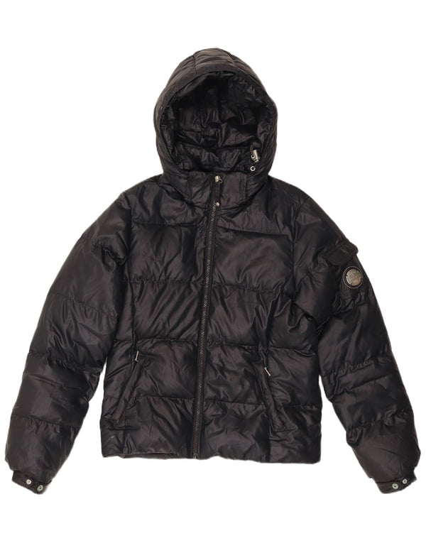 Champion Womens Hooded Padded Jacket UK 10 Small Black Polyester