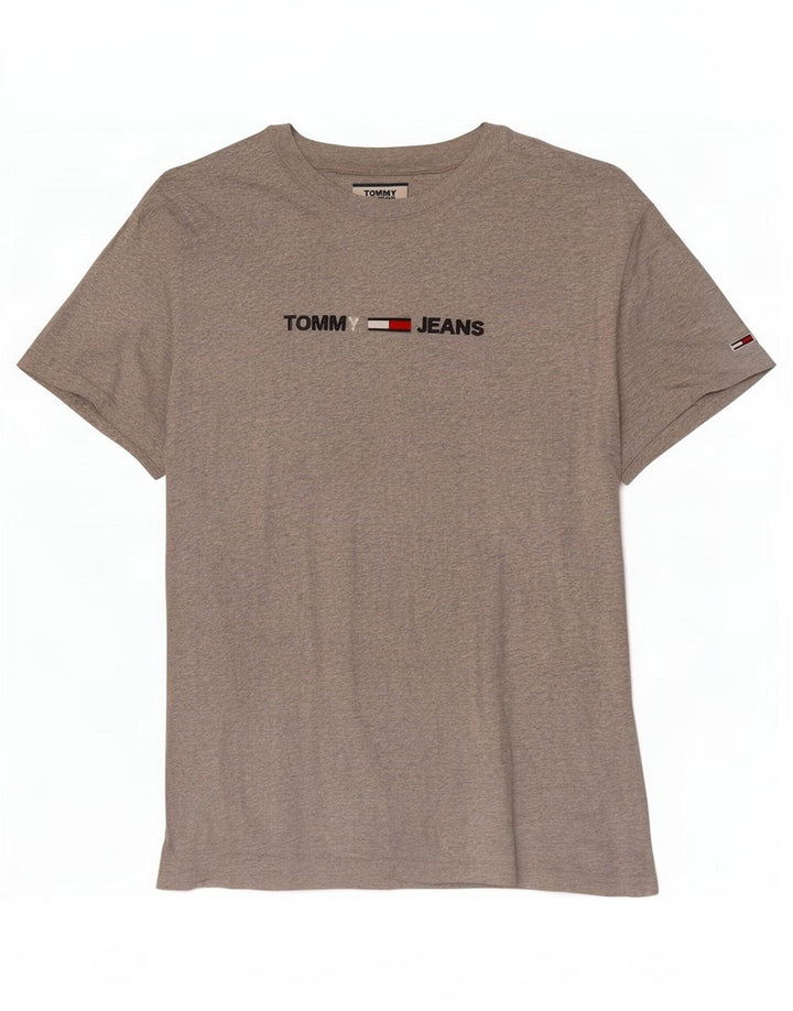 Camiseta masculina Tommy Hilfiger com estampa gráfica cinza médio algodão