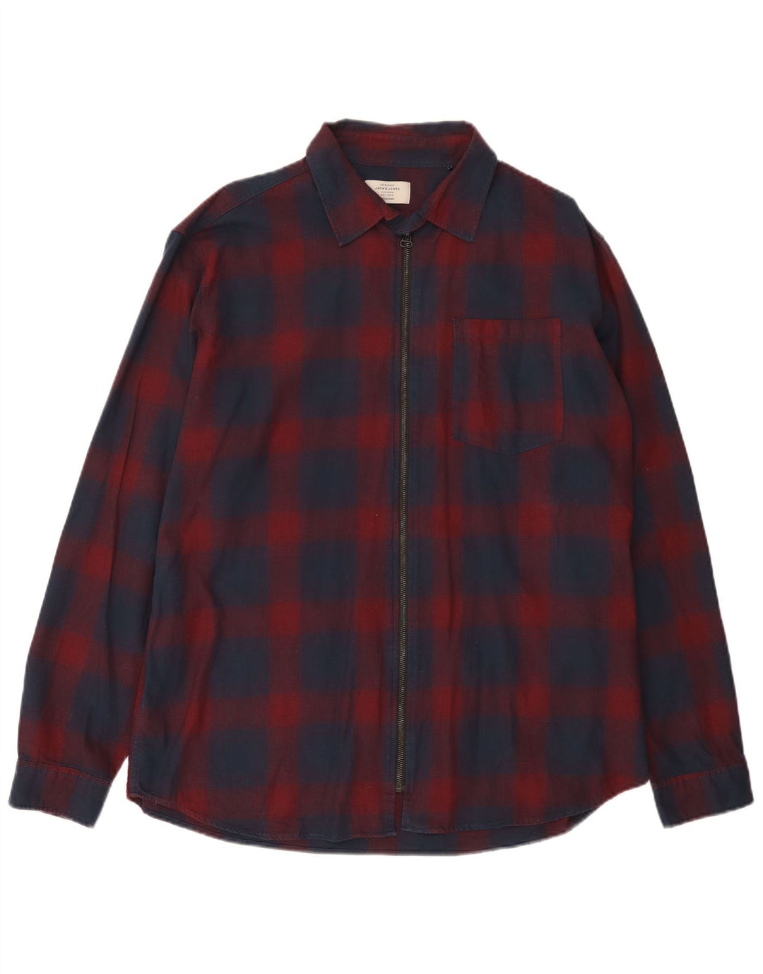 Jack & Jones Mens Flannel Shirt 2XL Red Check Cotton