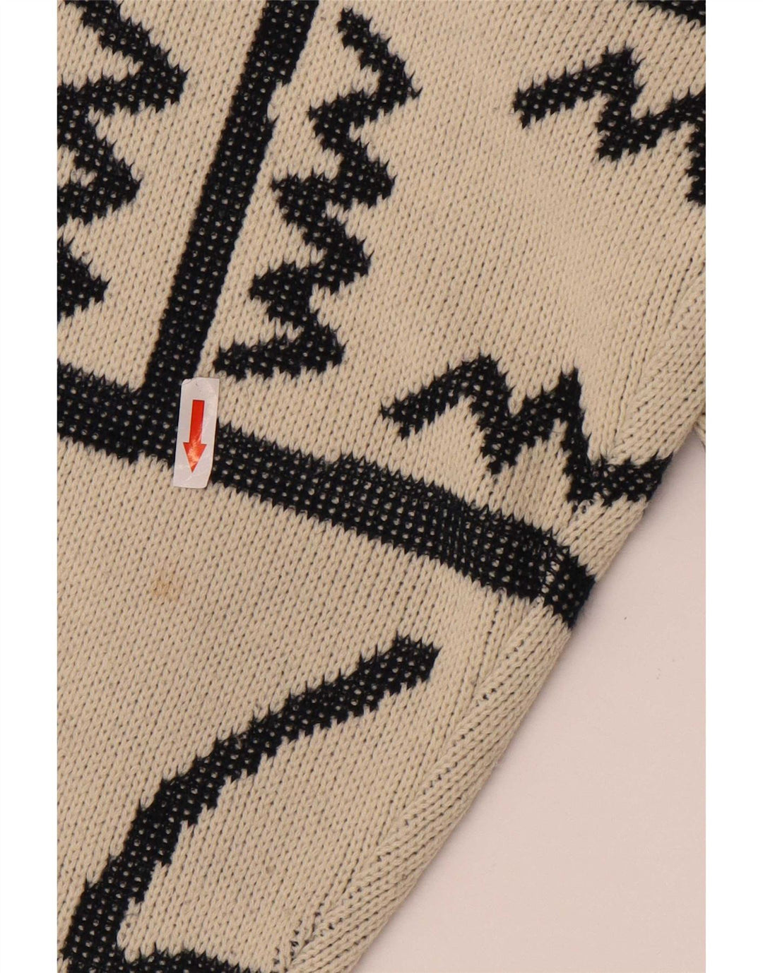 Maglione girocollo da uomo vintage con motivo astratto, grande beige