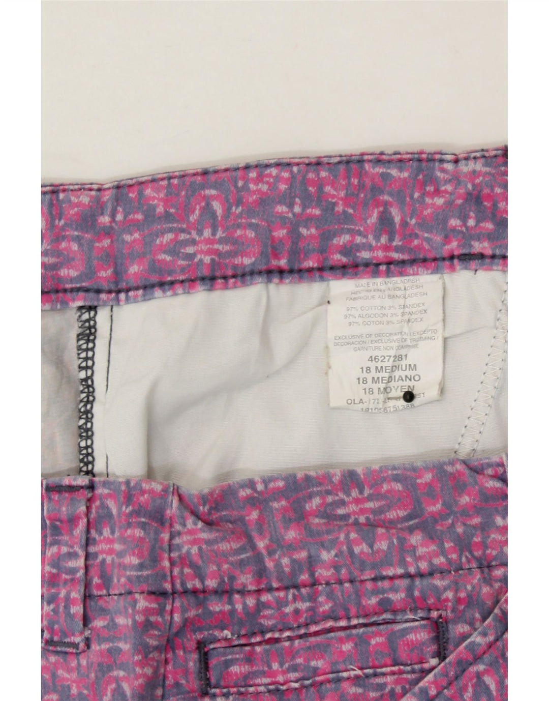 LEE Womens Abstract Pattern Casual Shorts US 18 2XL W40 Pink Vintage Lee and Second-Hand Lee from Messina Hembry 