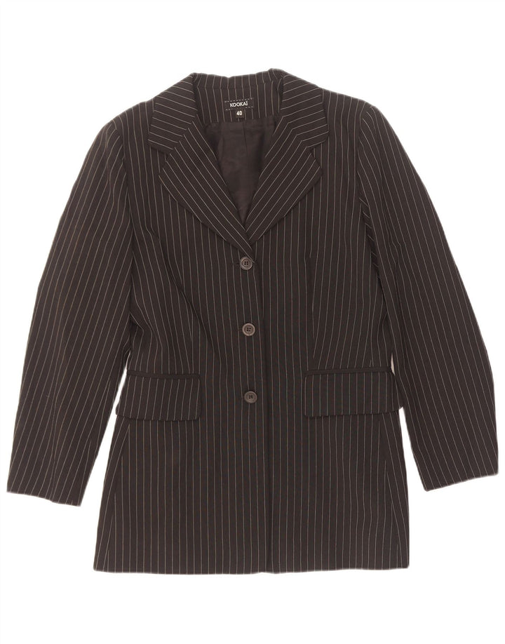 Kookai Dame 3-knaps blazerjakke EU 40 Medium Black Pinstripe Polyester