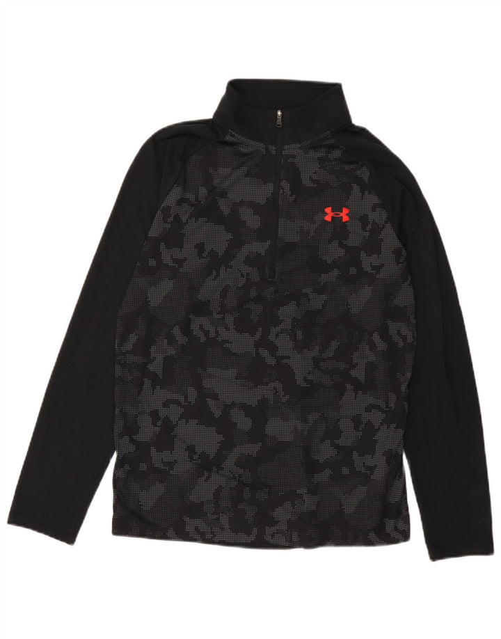 Under Armour Mens Zip Neck Pullover Tracksuit Top Small Black Camouflage