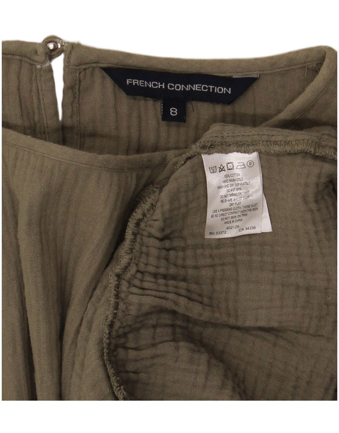 French Connection Blusa extragrande para mujer UK 8 Small Algodón caqui