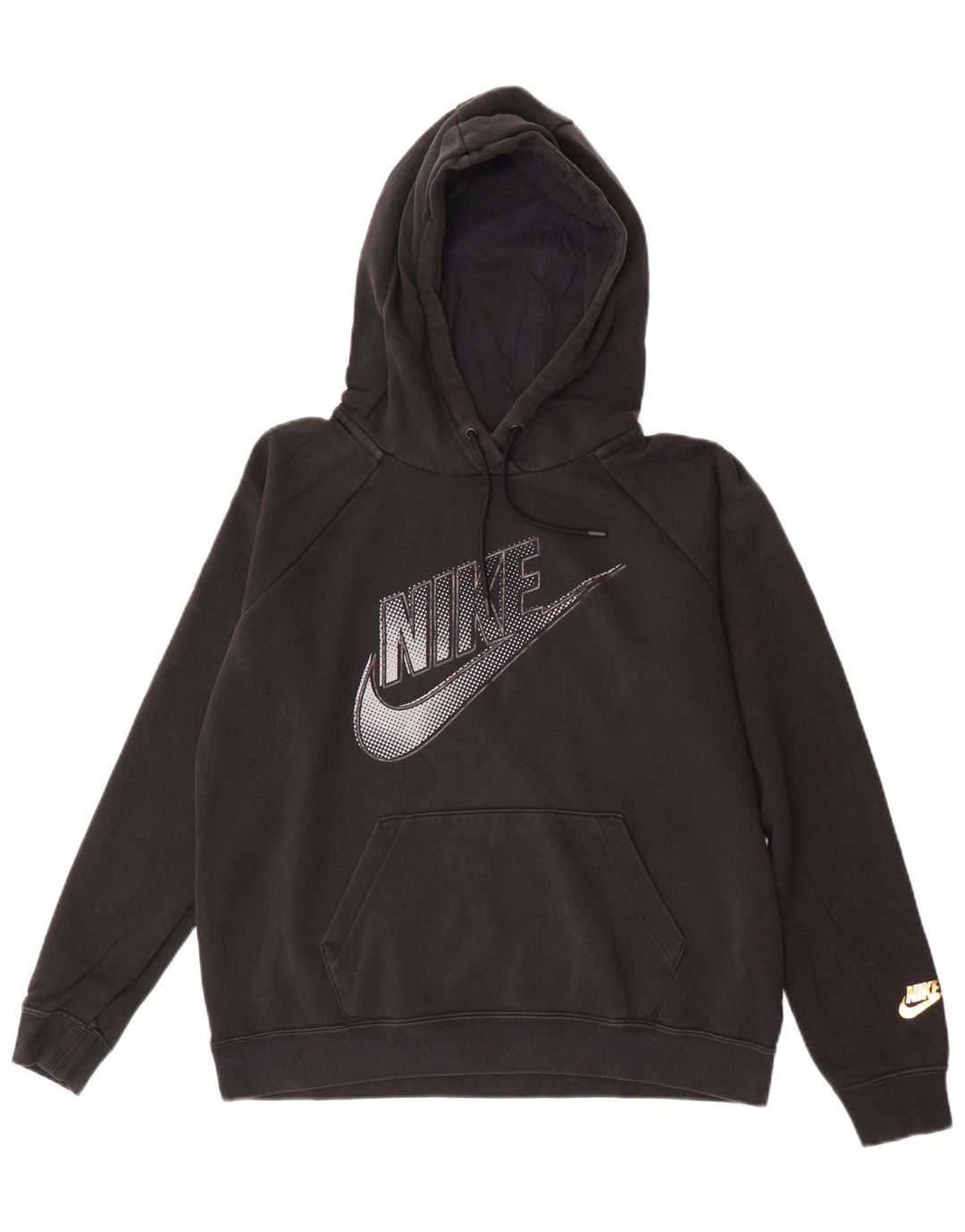 Nike Mens Graphic Hoodie Jumper Medium Black Cotton