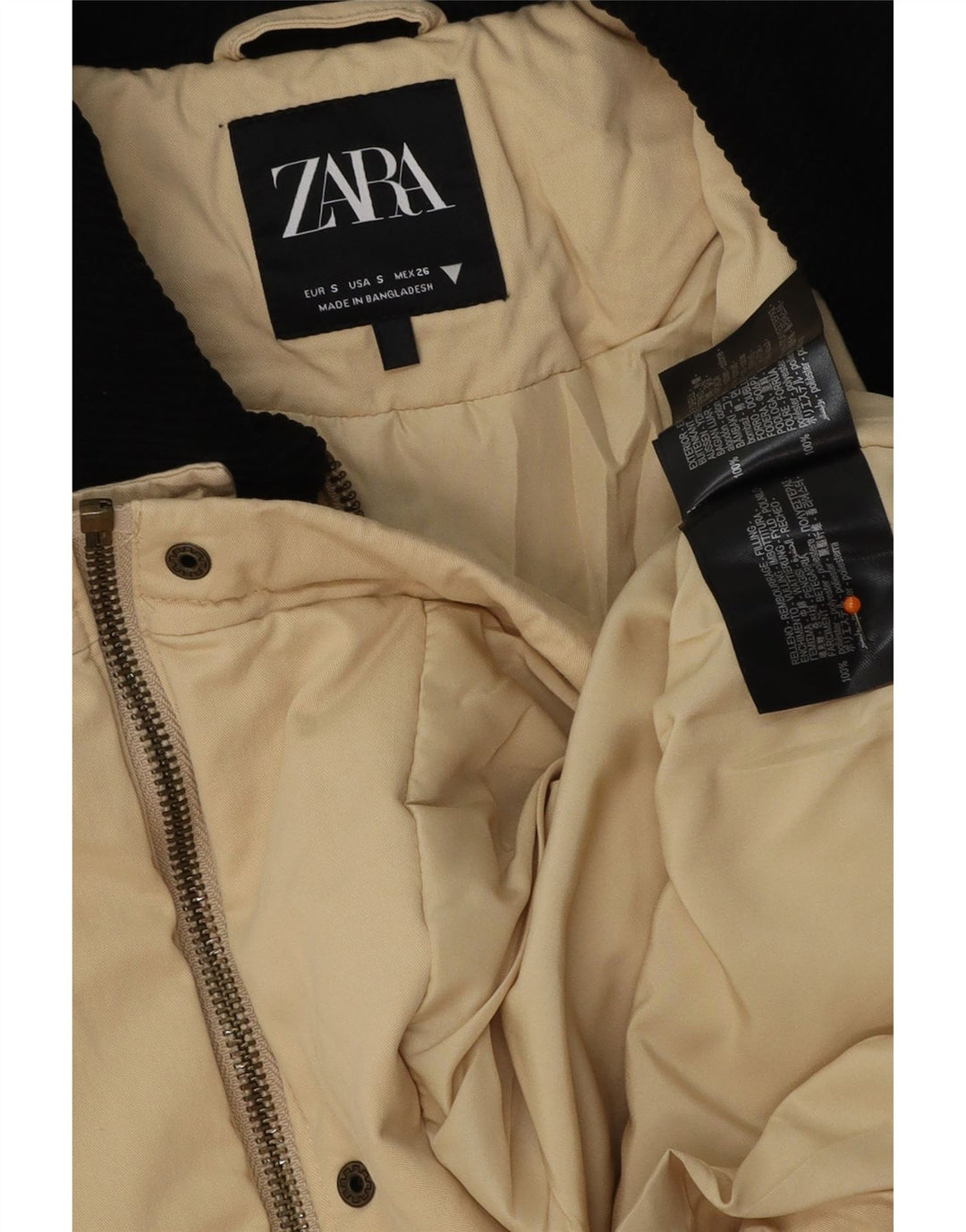 ZARA Womens Oversized Utility Jacket UK 10 Small Beige Colourblock