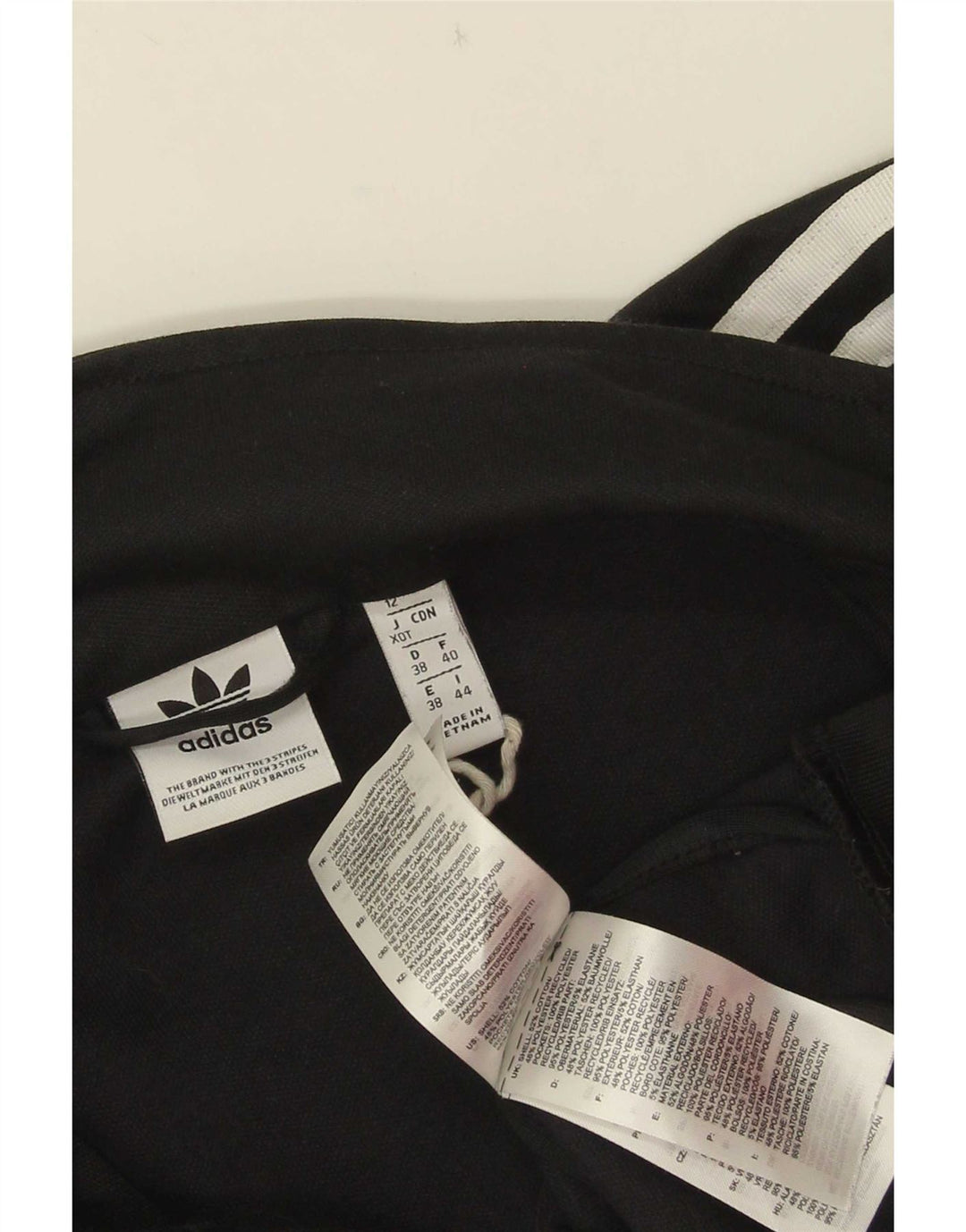 Adidas Damen Trainingsanzug Top Jacke UK 12 Medium Schwarz Baumwolle