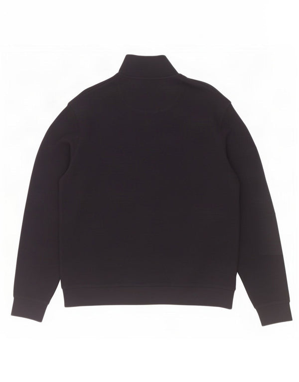 Marks & Spencer Mens Zip Neck Sweatshirt Jumper Large Navy Blue Cotton