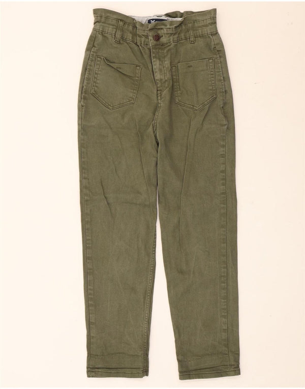 Crew Clothing Dame High Waist Cropped Trousers UK 8 Small W26 L25 Khaki